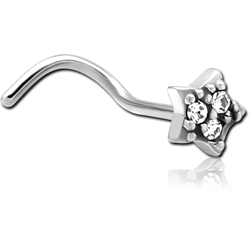 SURGICAL STEEL GRADE 316L CURVED JEWELED NOSE STUD - STAR