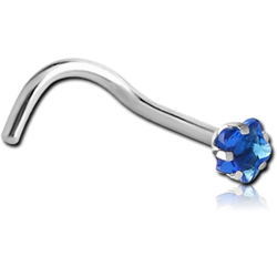 SURGICAL STEEL GRADE 316L CURVED PRONG SET STAR JEWELED NOSE STUD