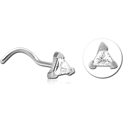 SURGICAL STEEL GRADE 316L CURVED JEWELED NOSE STUD - TRIANGLE