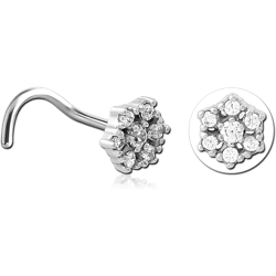 SURGICAL STEEL GRADE 316L CURVED JEWELED NOSE STUD - FLOWER