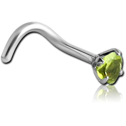 SURGICAL STEEL GRADE 316L CURVED PRONG SET HEART JEWELED NOSE STUD