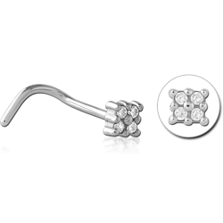 SURGICAL STEEL GRADE 316L CURVED JEWELED NOSE STUD