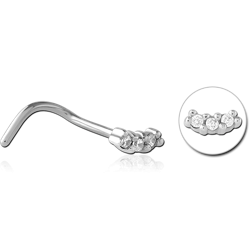 SURGICAL STEEL GRADE 316L CURVED JEWELED NOSE STUD