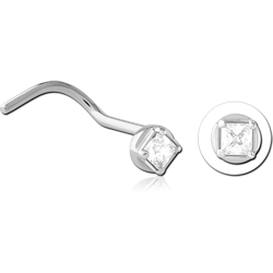 SURGICAL STEEL GRADE 316L CURVED JEWELED NOSE STUD