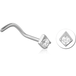 SURGICAL STEEL GRADE 316L CURVED JEWELED NOSE STUD