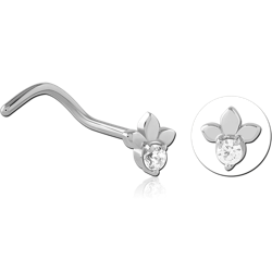 SURGICAL STEEL GRADE 316L CURVED JEWELED NOSE STUD