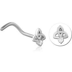 SURGICAL STEEL GRADE 316L CURVED JEWELED NOSE STUD