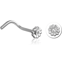 SURGICAL STEEL GRADE 316L CURVED JEWELED NOSE STUD