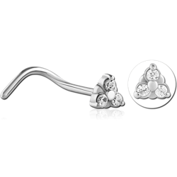 SURGICAL STEEL GRADE 316L CURVED JEWELED NOSE STUD