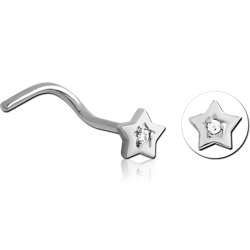 SURGICAL STEEL GRADE 316L CURVED JEWELED NOSE STUD