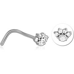 SURGICAL STEEL GRADE 316L CURVED JEWELED NOSE STUD