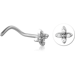 SURGICAL STEEL GRADE 316L CURVED JEWELED NOSE STUD