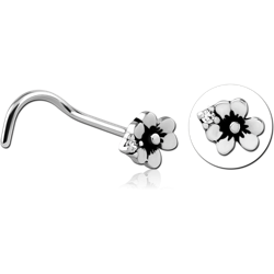 SURGICAL STEEL GRADE 316L CURVED NOSE STUD - FLOWER
