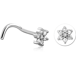 SURGICAL STEEL GRADE 316L CURVED JEWELED NOSE STUD