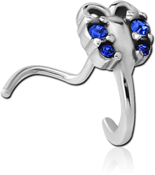 SURGICAL STEEL GRADE 316L CURVED JEWELED WRAP AROUND NOSE STUD - BUTTERFLY