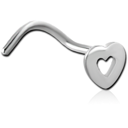 SURGICAL STEEL GRADE 316L CURVED NOSE STUD - HEART