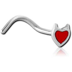 SURGICAL STEEL GRADE 316L CURVED NOSE STUD - DEVIL HEART