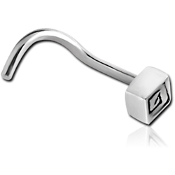 SURGICAL STEEL GRADE 316L CURVED NOSE STUD - RHOMBUS