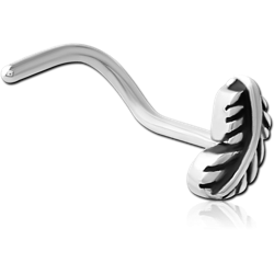 SURGICAL STEEL GRADE 316L CURVED NOSE STUD - FEATHER