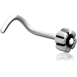 SURGICAL STEEL GRADE 316L CURVED NOSE STUD - FLOWER