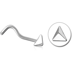SURGICAL STEEL GRADE 316L CURVED NOSE STUD - 3D TRIANGLE