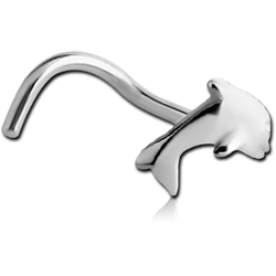 SURGICAL STEEL GRADE 316L CURVED NOSE STUD - DOLPHIN