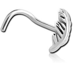 SURGICAL STEEL GRADE 316L CURVED NOSE STUD-LEAVES