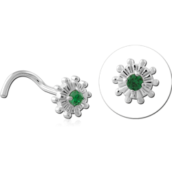 STERLING 925 SILVER JEWELED CURVED NOSE STUD