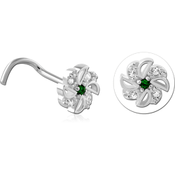 STERLING 925 SILVER JEWELED CURVED NOSE STUD