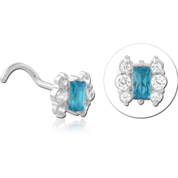 STERLING 925 SILVER JEWELED CURVED NOSE STUD