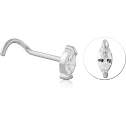 STERLING 925 SILVER JEWELED CURVED NOSE STUD