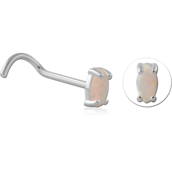 STERLING 925 SILVER SYNTHETIC OPAL CURVED NOSE STUD