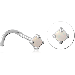 STERLING 925 SILVER SYNTHETIC OPAL CURVED NOSE STUD