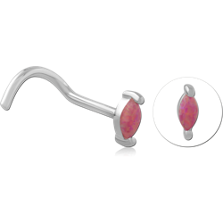STERLING 925 SILVER SYNTHETIC OPAL CURVED NOSE STUD