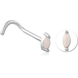 STERLING 925 SILVER SYNTHETIC OPAL CURVED NOSE STUD