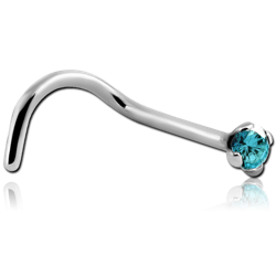 TITANIUM ALLOY CURVED PRONG SET 1.5MM JEWELED NOSE STUD