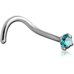 TITANIUM ALLOY CURVED PRONG SET 2MM JEWELED NOSE STUD