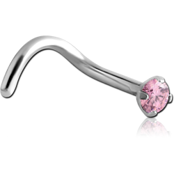 TITANIUM ALLOY CURVED PRONG SET 2.5MM JEWELED NOSE STUD