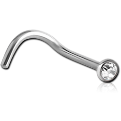 TITANIUM ALLOY VALUE  CRYSTAL JEWELED CURVED NOSE STUD