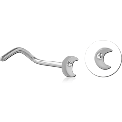 TITANIUM ALLOY JEWELED CURVED NOSE STUD - MOON