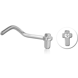 TITANIUM ALLOY JEWELED CURVED NOSE STUD - MOON