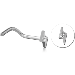 TITANIUM ALLOY JEWELED CURVED NOSE STUD - THUNDER