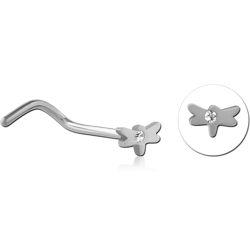 TITANIUM ALLOY JEWELED CURVED NOSE STUD - THUNDER