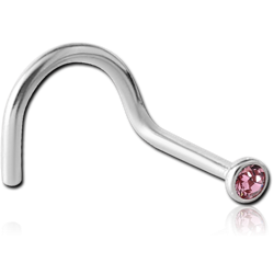 TITANIUM ALLOY VALUE CRYSTAL JEWELED LARGE LEFT CURVE NOSE STUD