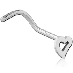 TITANIUM ALLOY CURVED NOSE STUD - HEART
