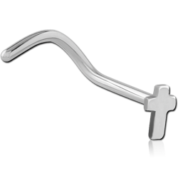 TITANIUM ALLOY CURVED NOSE STUD - CROSS