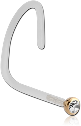 BIOFLEX® INTERNAL CURVED NOSE STUD WITH 18 KARAT GOLD YELLOW JEWELLED ATTACHMENT