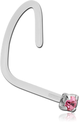 BIOFLEX® INTERNAL CURVED NOSE STUD WITH STERLING 925 SILVER PRONG SET JEWELED ATTACHMENT