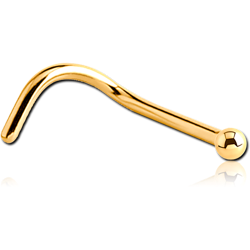 STERILE GOLD PVD COATED SURGICAL STEEL GRADE 316L CURVED BALL NOSE STUD
