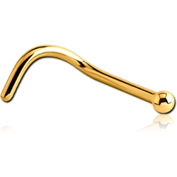 STERILE GOLD PVD COATED SURGICAL STEEL GRADE 316L CURVED BALL NOSE STUD